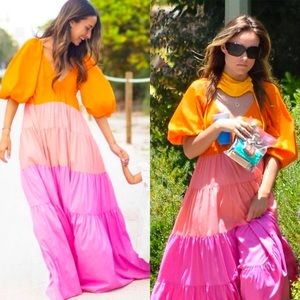 STAUD NWT Colorblock A line Maxi Dress Size S